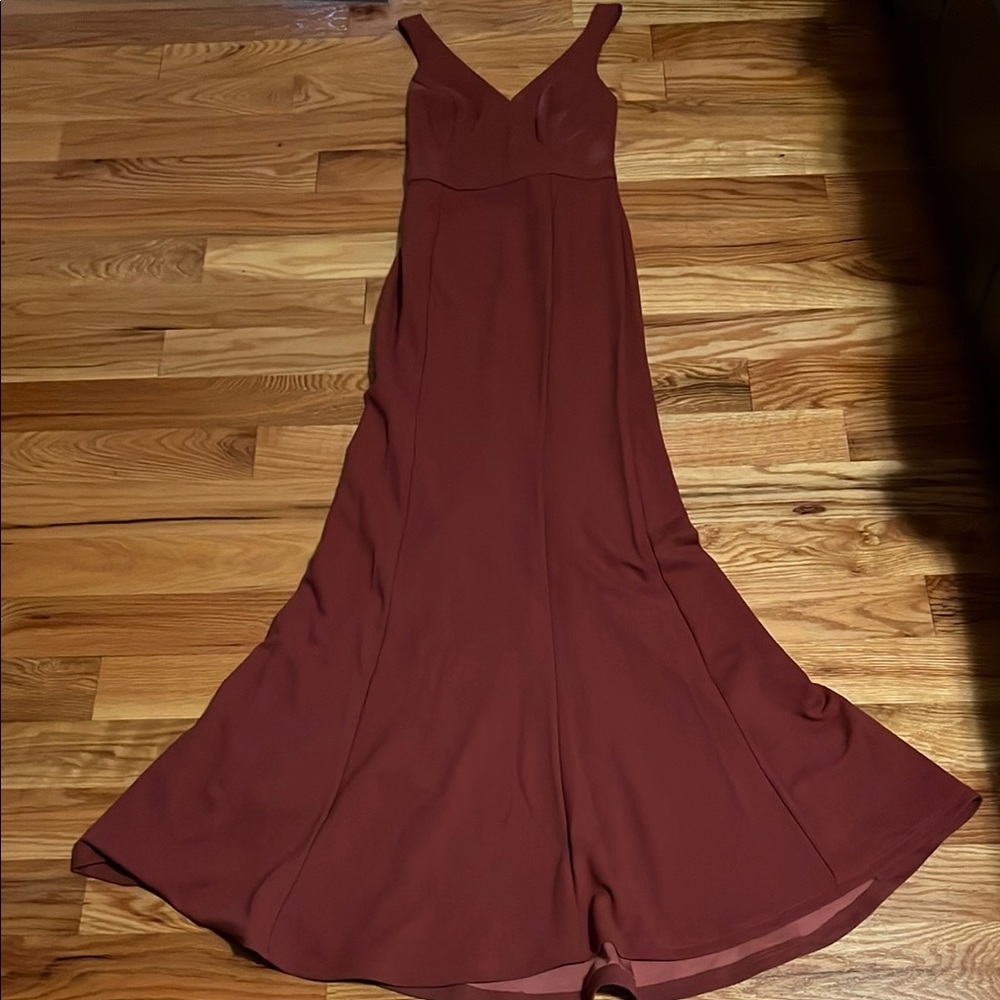 Crepe Tank Mermaid Dress with Back Knot - Picture 2 of 8